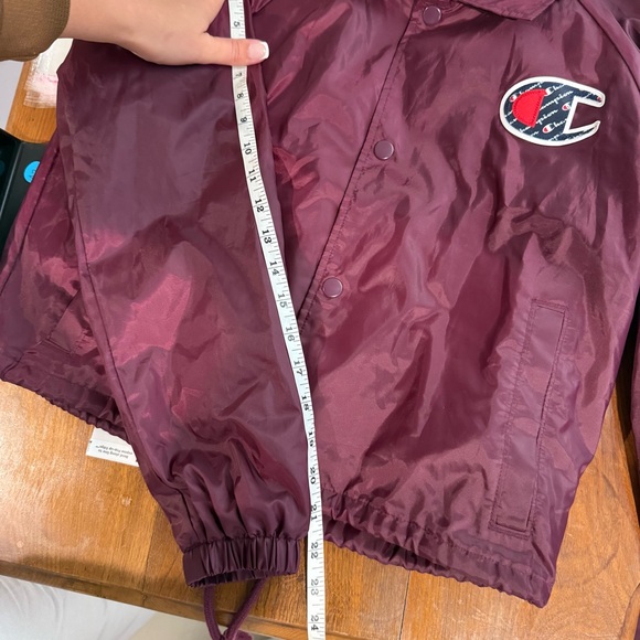 Vintage Champion Women's Burgundy Bomber Jacket size S oversized cropped - Picture 12 of 14